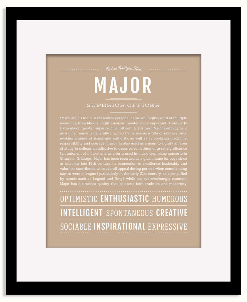Frame Options | Tan | Black Frame, Matted