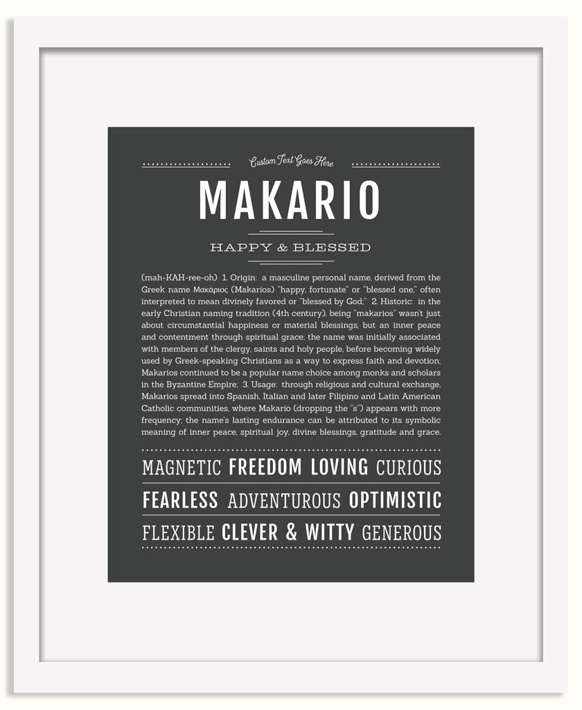 Frame Options | Charcoal Gray | White Frame, Matted