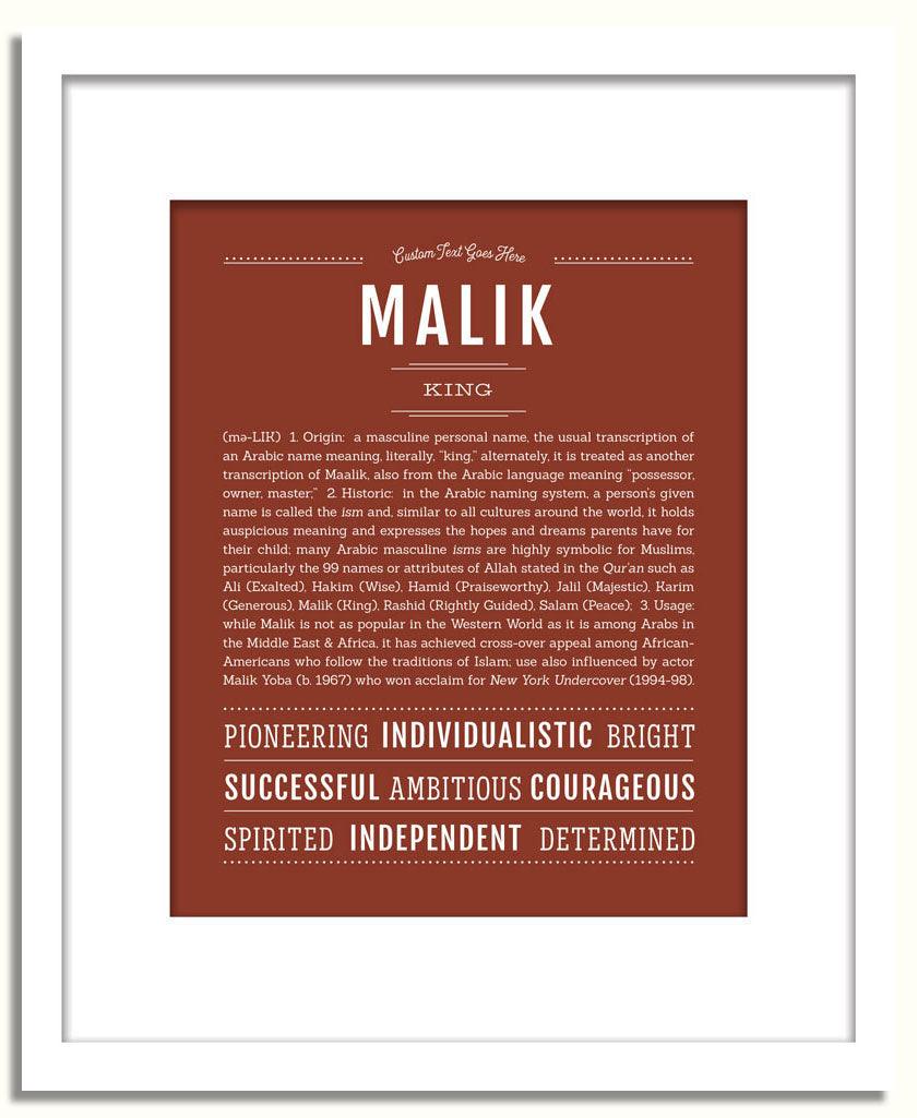 ※Malik Albugisi Malik Personalized Name Meaning Art Prints – Name Stories