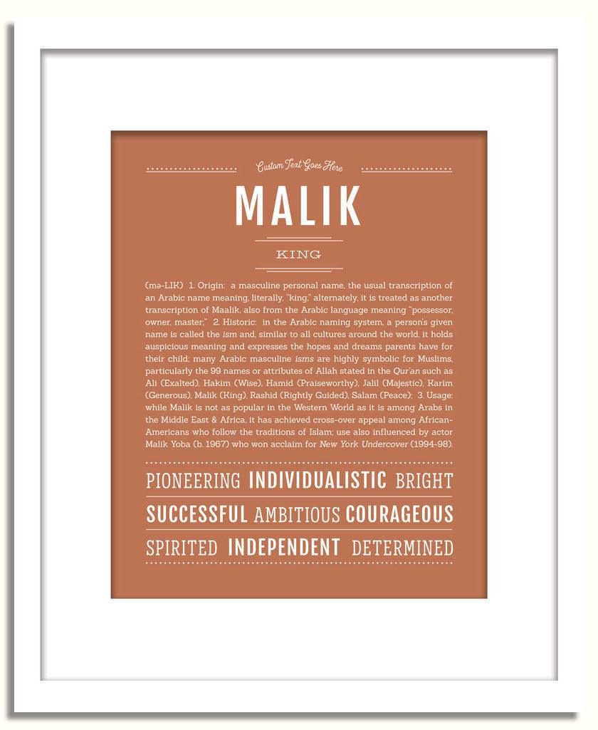 Malik Personalized Name Meaning Art Prints – Name Stories