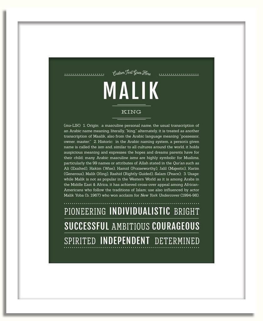 Malik Personalized Name Meaning Art Prints – Name Stories