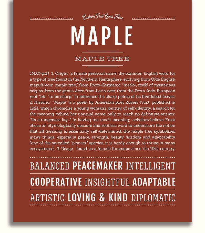 Maple Personalized Name Meaning Art Prints – Name Stories