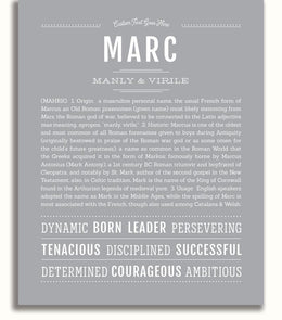 Marc Personalized Name Meaning Art Prints – Name Stories