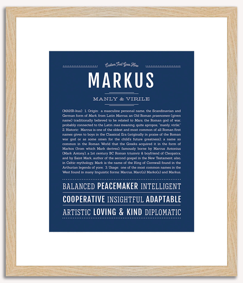 洋書  MARKUS Markus Personalized Name Meaning Art Prints – Name Stories