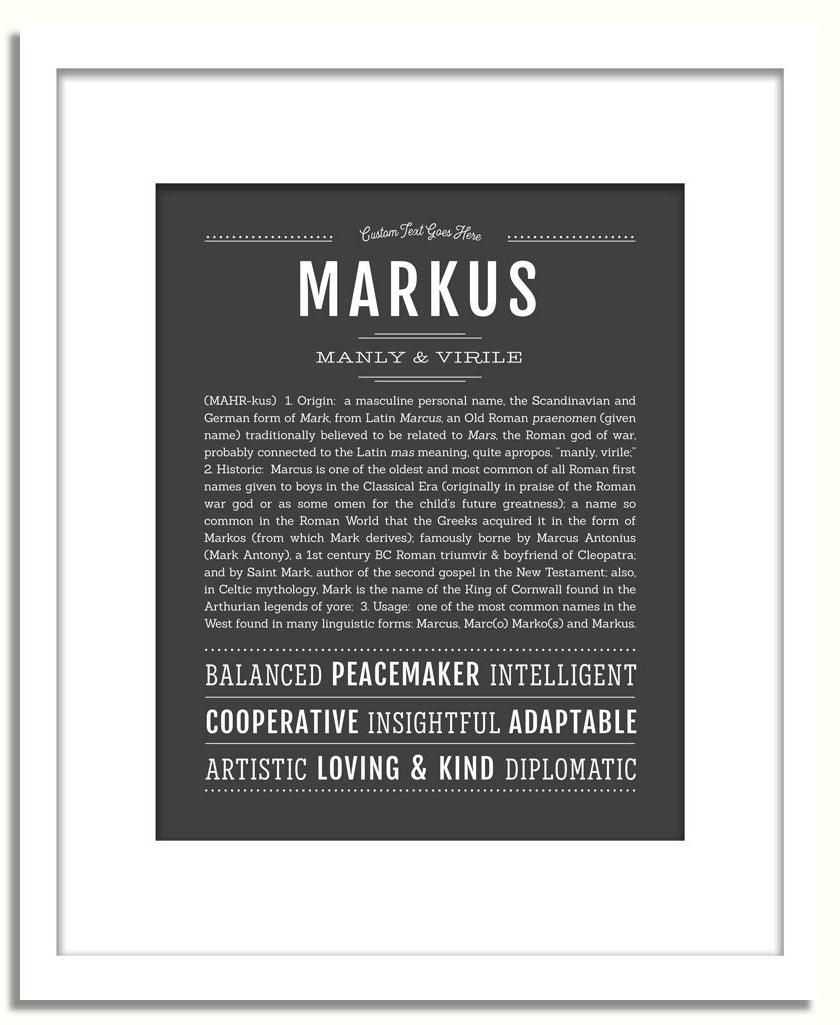 Markus Personalized Name Meaning Art Prints – Name Stories