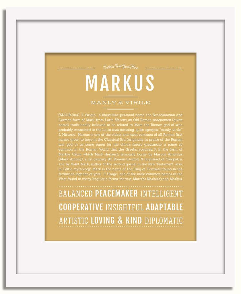 Markus Personalized Name Meaning Art Prints – Name Stories