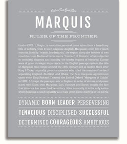 Marquis Personalized Name Meaning Art Prints – Name Stories