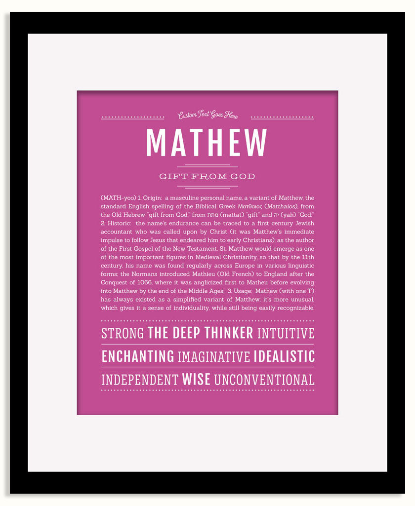 Frame Options | Dark Pink | Black Frame, Matted