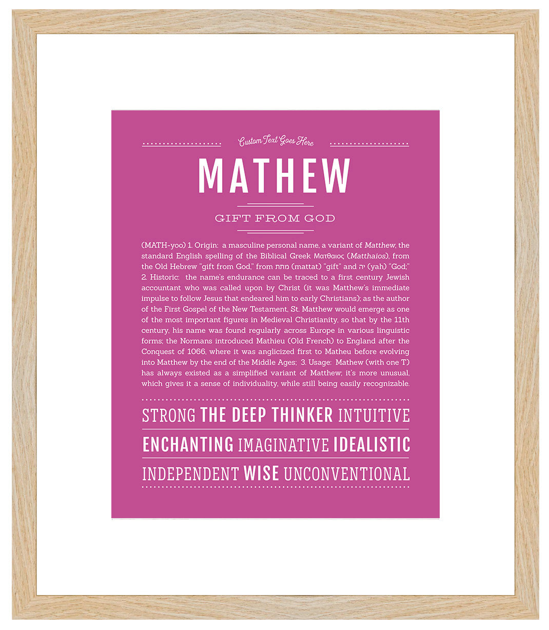 Frame Options | Dark Pink | Maple Frame, Matted