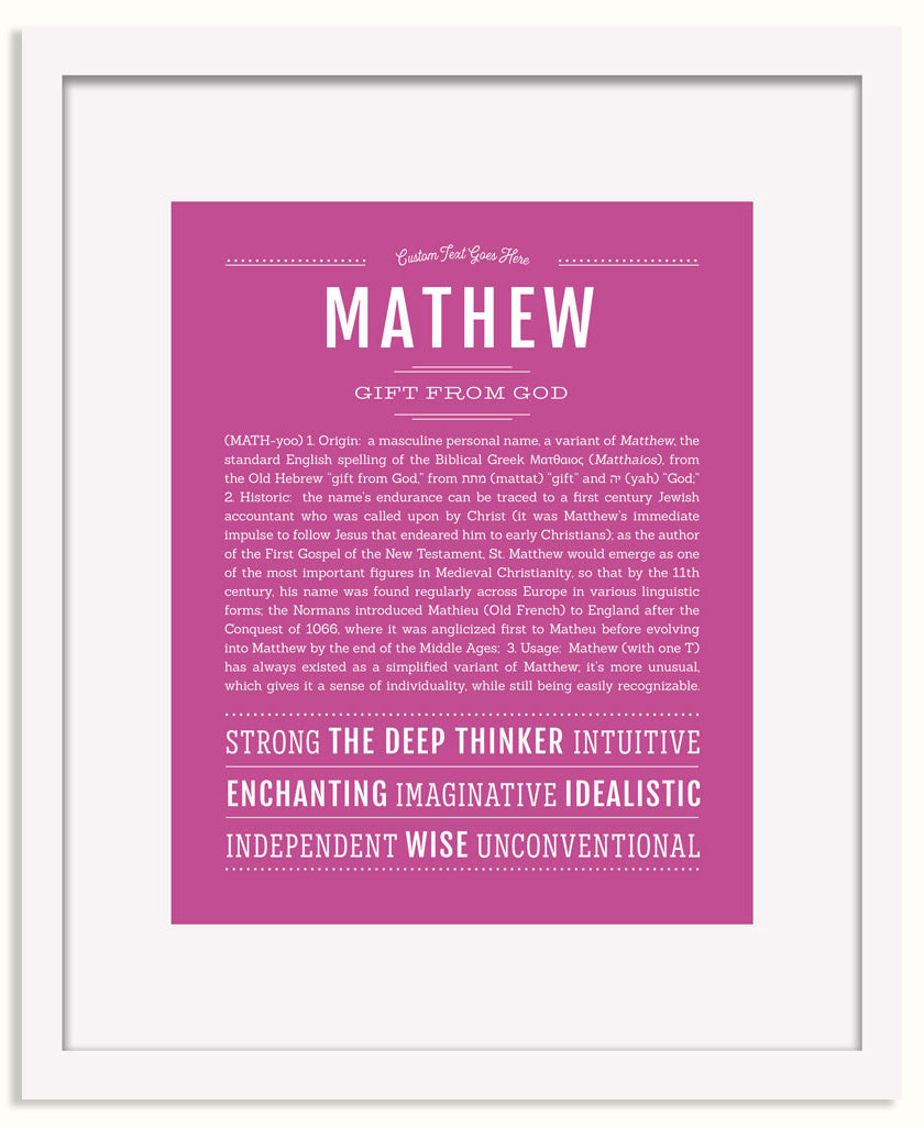 Frame Options | Dark Pink | White Frame, Matted