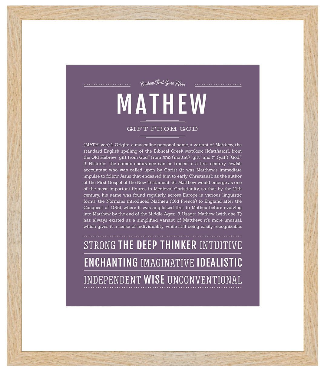 Frame Options | Deep Purple | Maple Frame, Matted