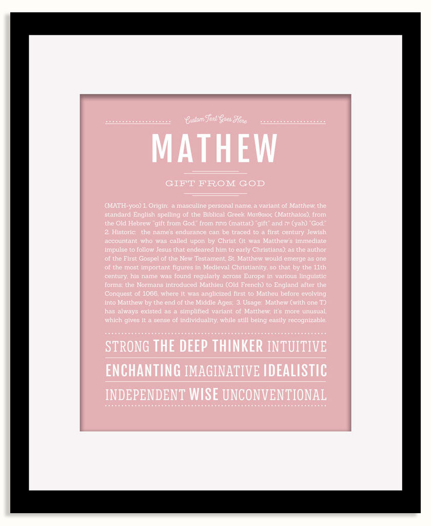 Frame Options | Dusty Rose | Black Frame, Matted