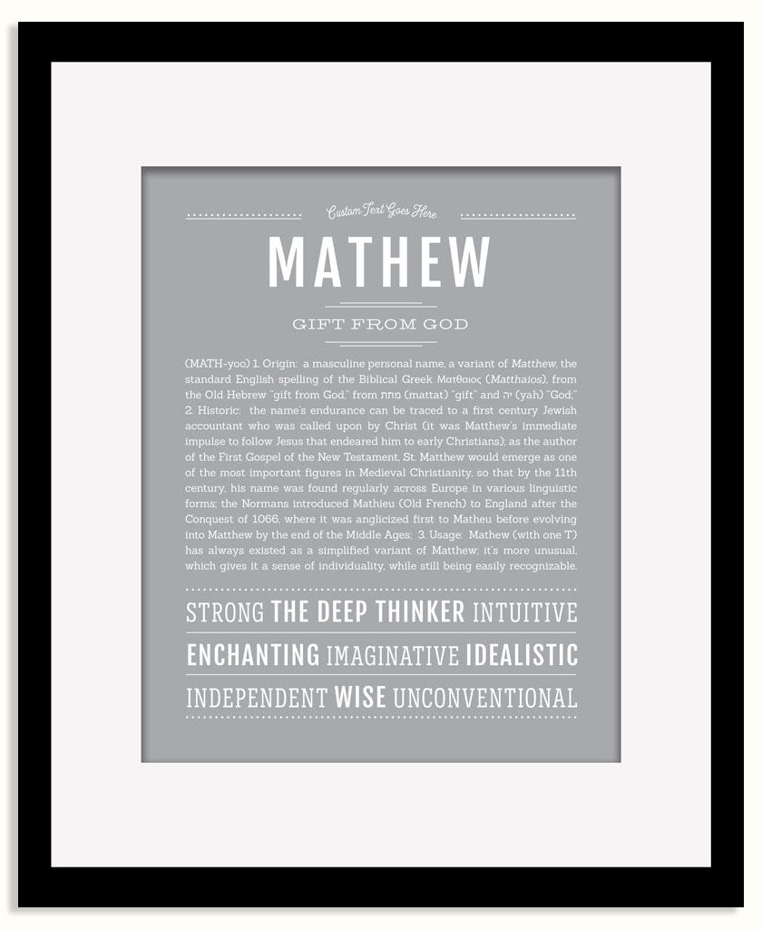 Frame Options | Light Gray | Black Frame, Matted