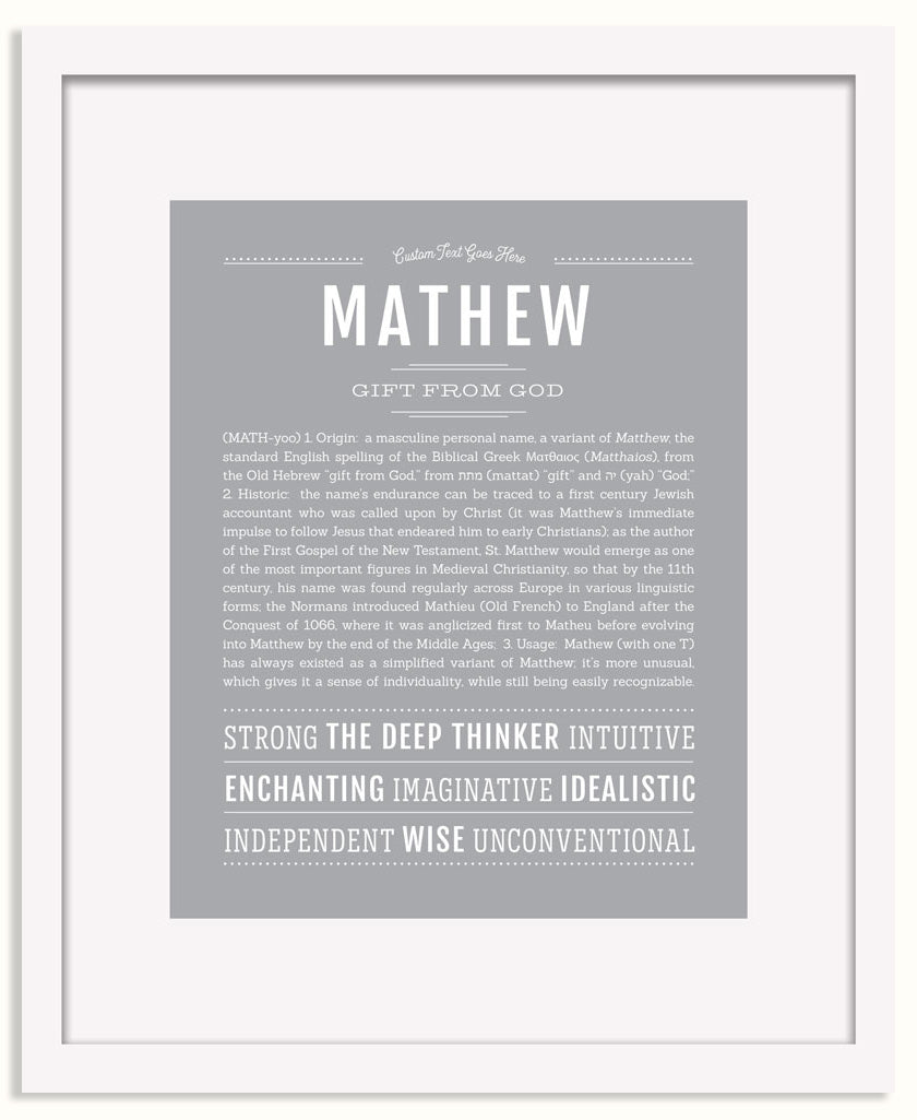 Frame Options | Light Gray | White Frame, Matted
