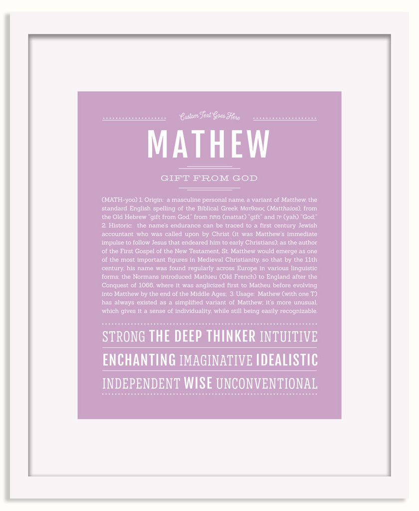 Frame Options | Lilac | White Frame, Matted