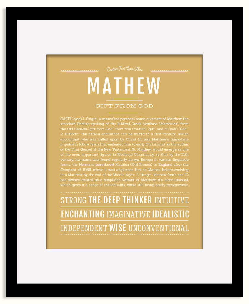Frame Options | Matte Gold | Black Frame, Matted