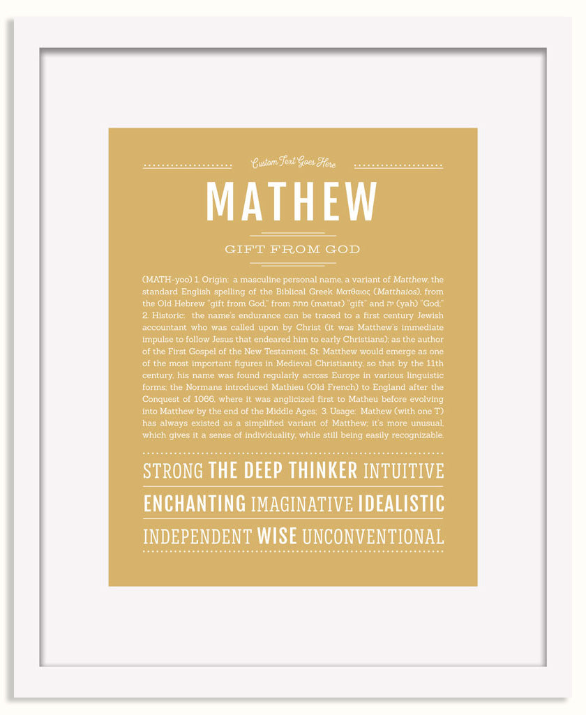 Frame Options | Matte Gold | White Frame, Matted