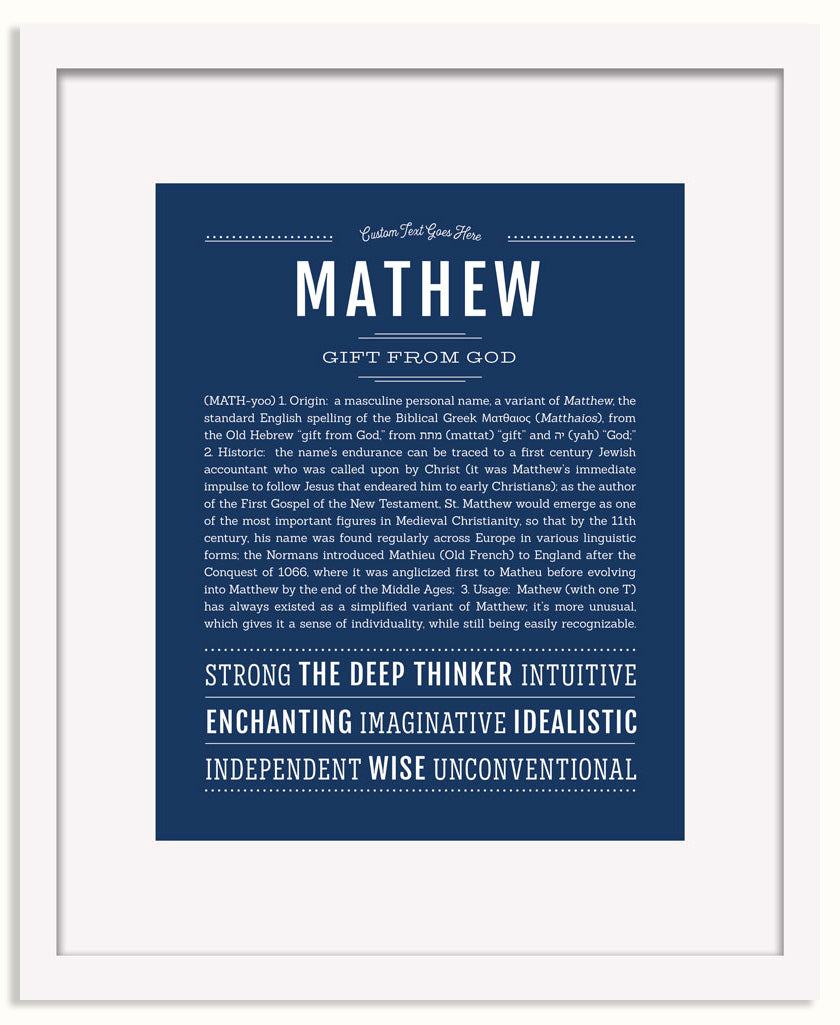Frame Options | Midnight Blue | White Frame, Matted