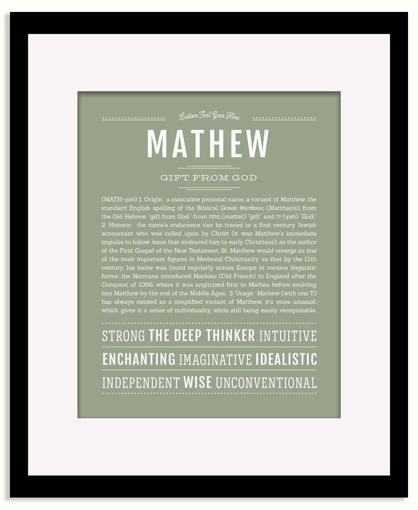 Frame Options | Sage | Black Frame, Matted
