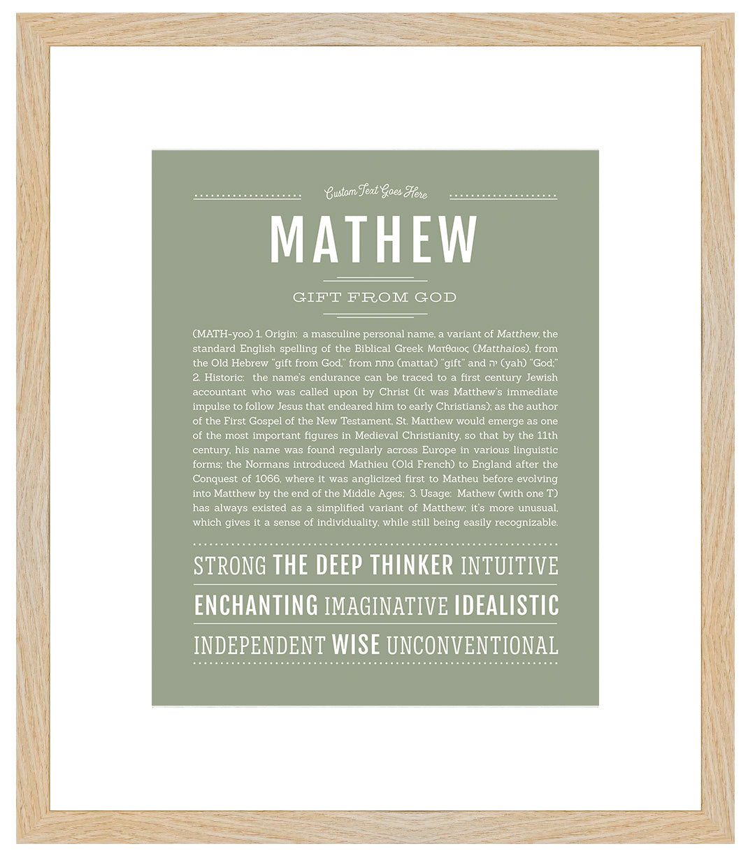 Frame Options | Sage | Maple Frame, Matted