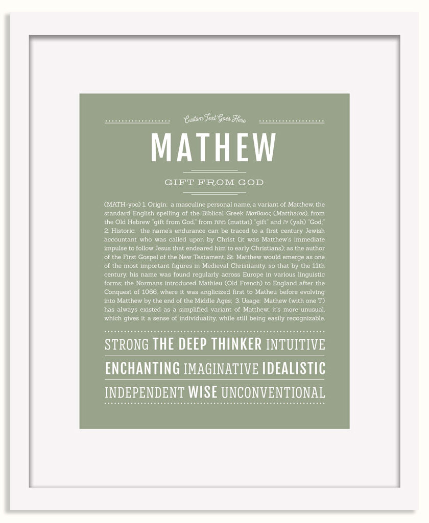 Frame Options | Sage | White Frame, Matted