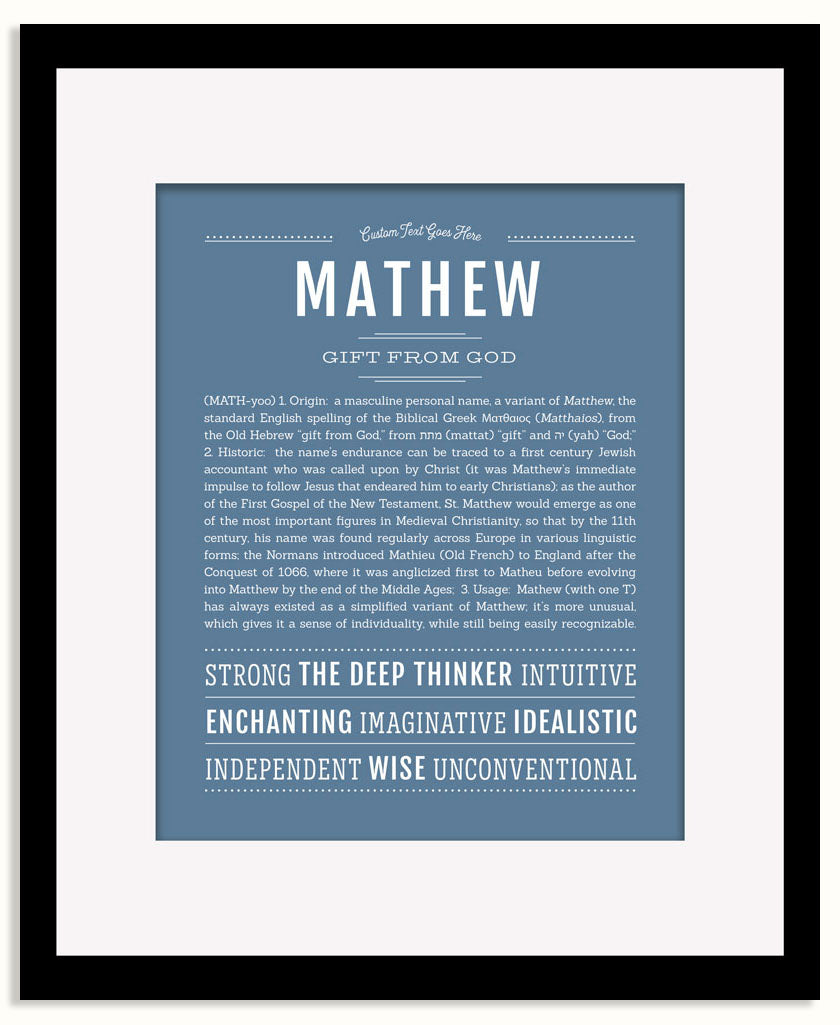 Frame Options | Steele Blue | Black Frame, Matted