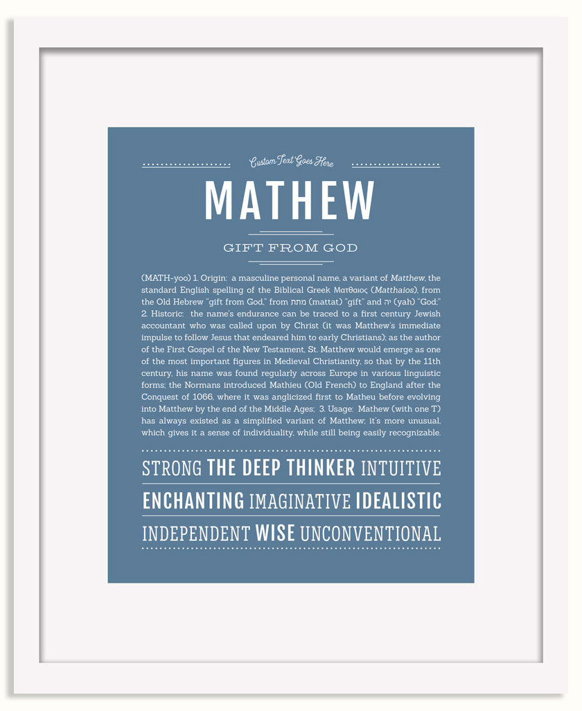 Frame Options | Steele Blue | White Frame, Matted