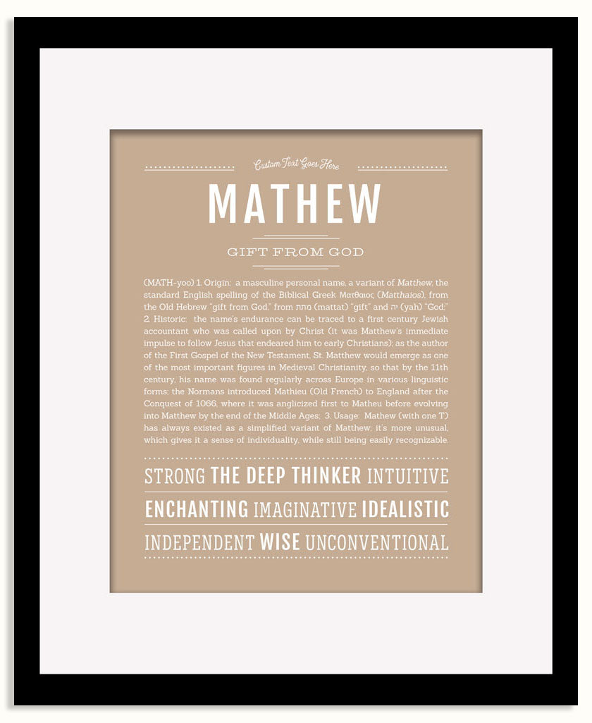 Frame Options | Tan | Black Frame, Matted