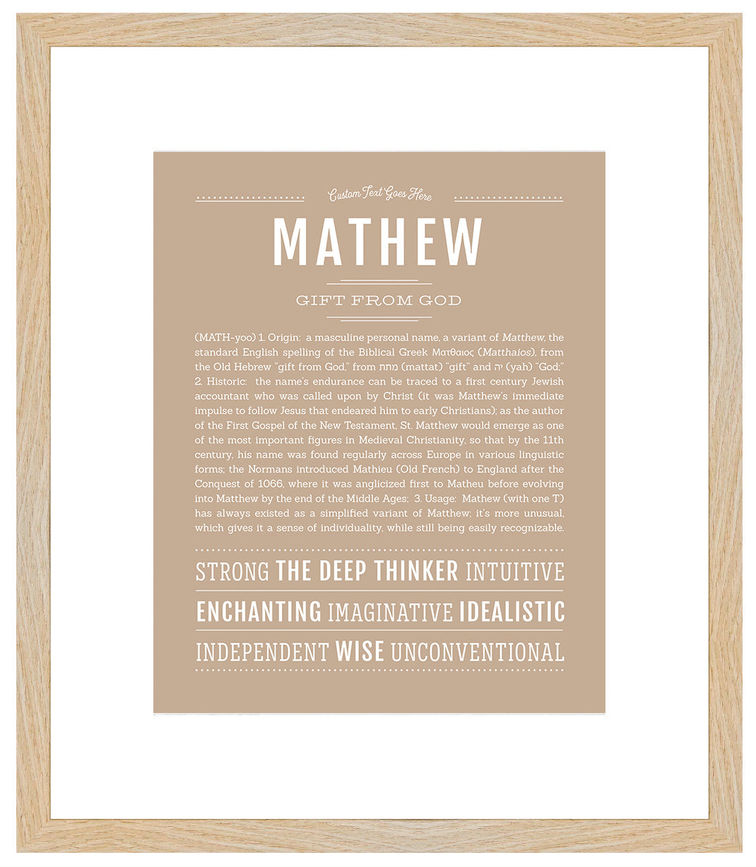 Frame Options | Tan | Maple Frame, Matted