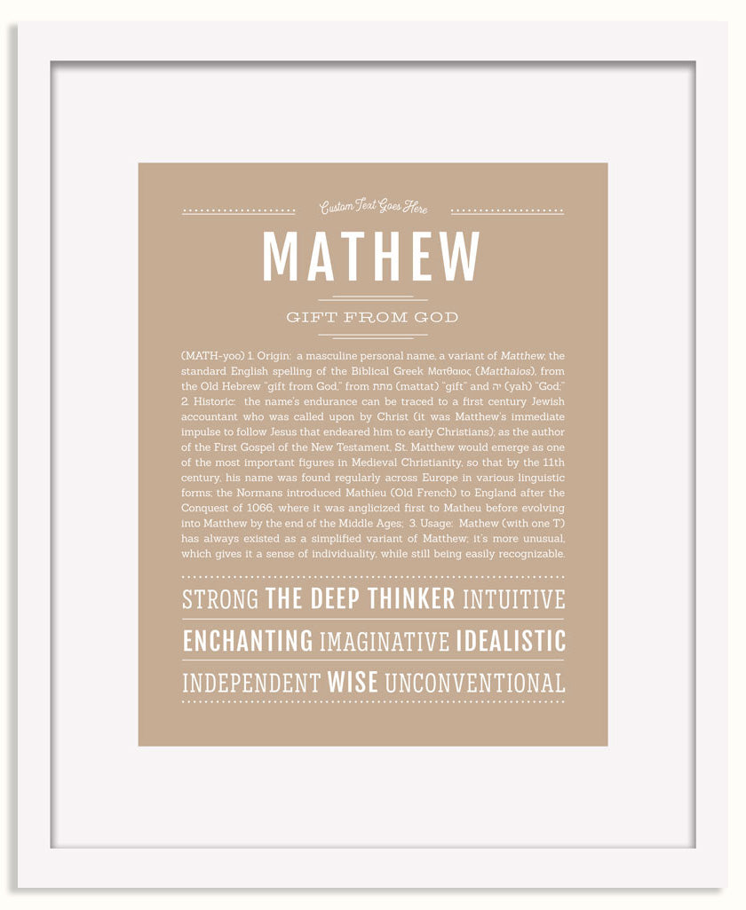 Frame Options | Tan | White Frame, Matted