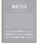 Matteo Personalized Name Meaning Art Prints – Name Stories