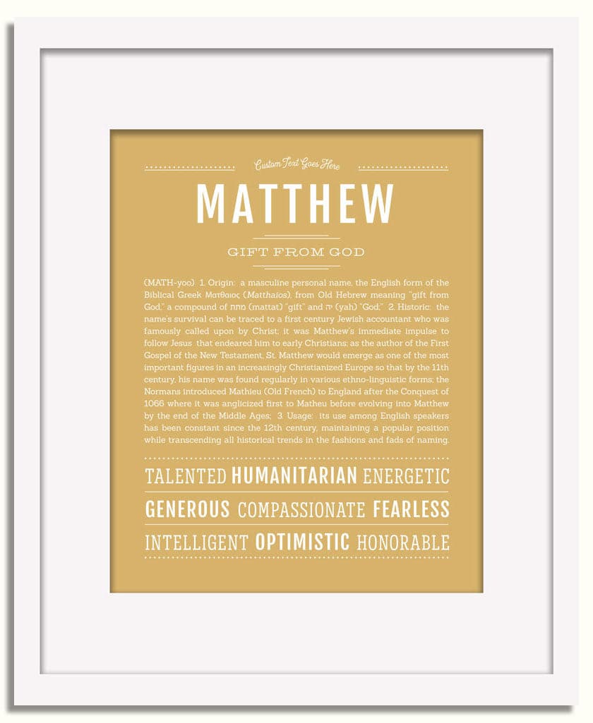 Frame Options | Matte Gold | White Frame, Matted