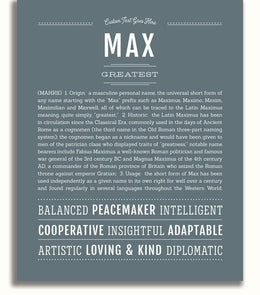 Name Man Max Max Personalized Name Meaning Art Prints – Name Stories