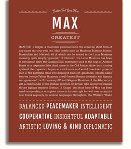 Max Personalized Name Meaning Art Prints – Name Stories