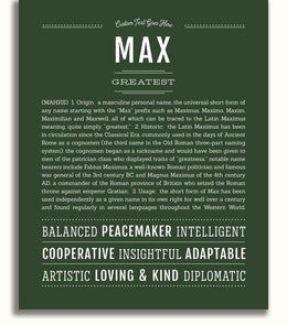 Max Personalized Name Meaning Art Prints – Name Stories