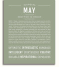 May Personalized Name Meaning Art Prints – Name Stories