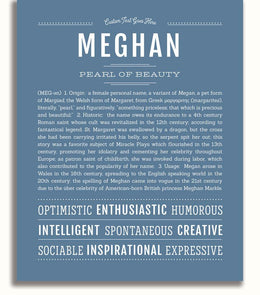 Meghan Personalized Name Meaning Art Prints – Name Stories