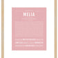 Melia | Name Art Print