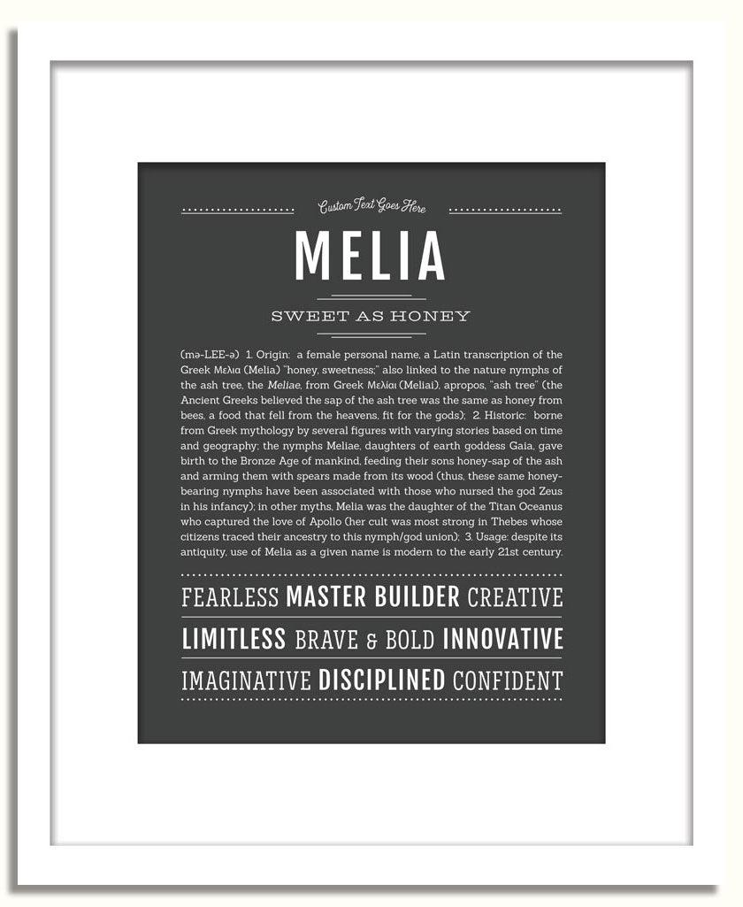 Melia Personalized Name Meaning Art Prints – Name Stories