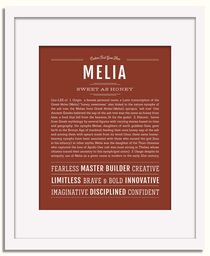 Melia Personalized Name Meaning Art Prints – Name Stories