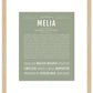 Melia | Name Art Print