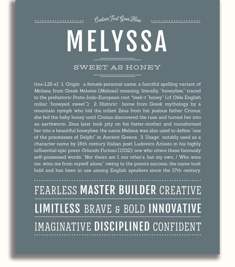 Melyssa Personalized Name Meaning Art Prints – Name Stories