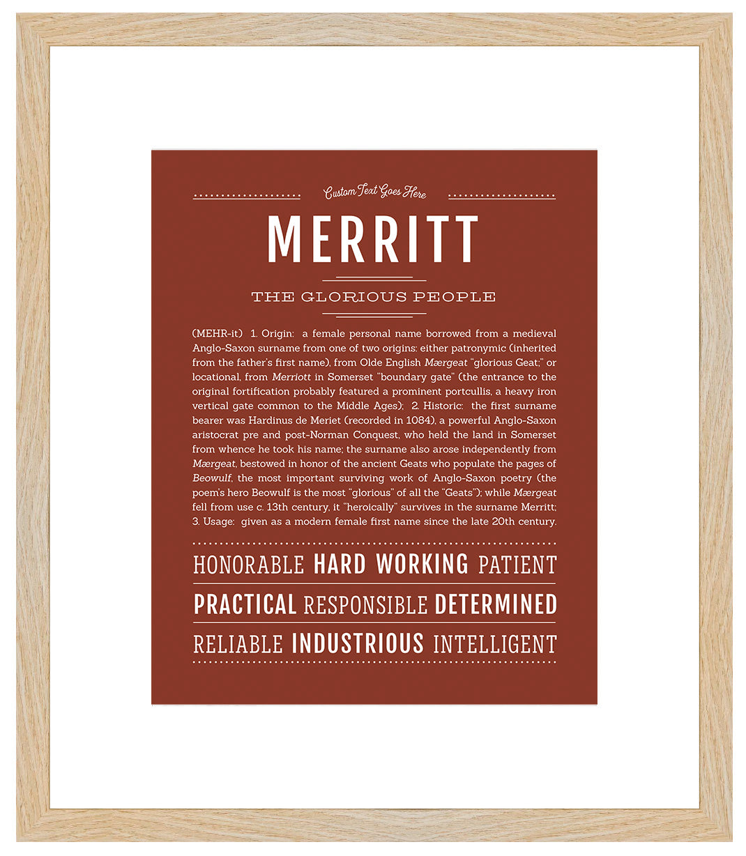 Merritt (female) | Name Art Print