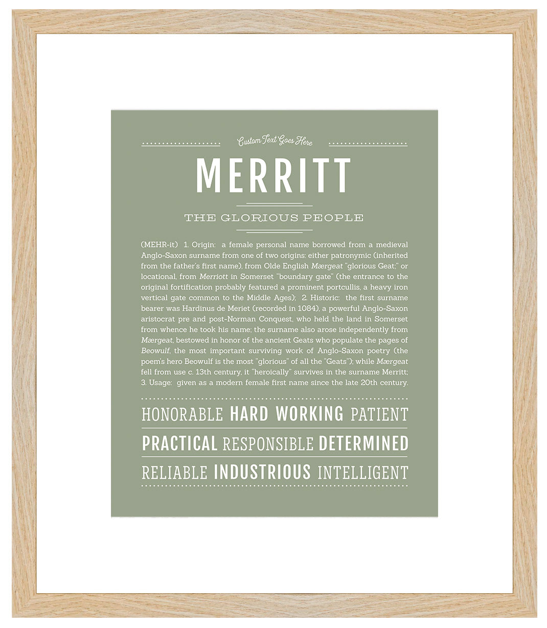 Merritt (female) | Name Art Print