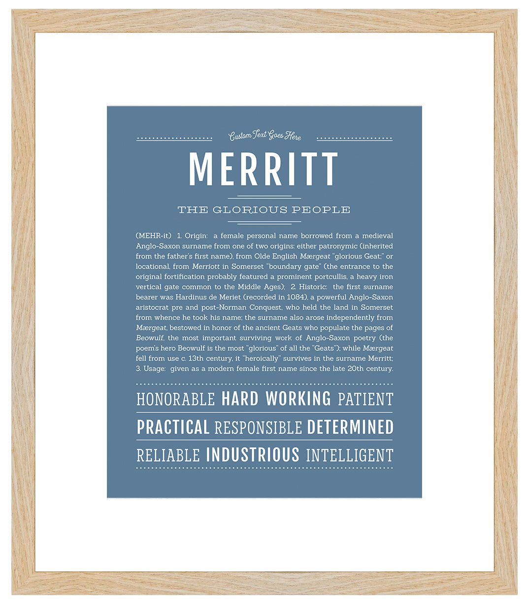 Merritt (female) | Name Art Print