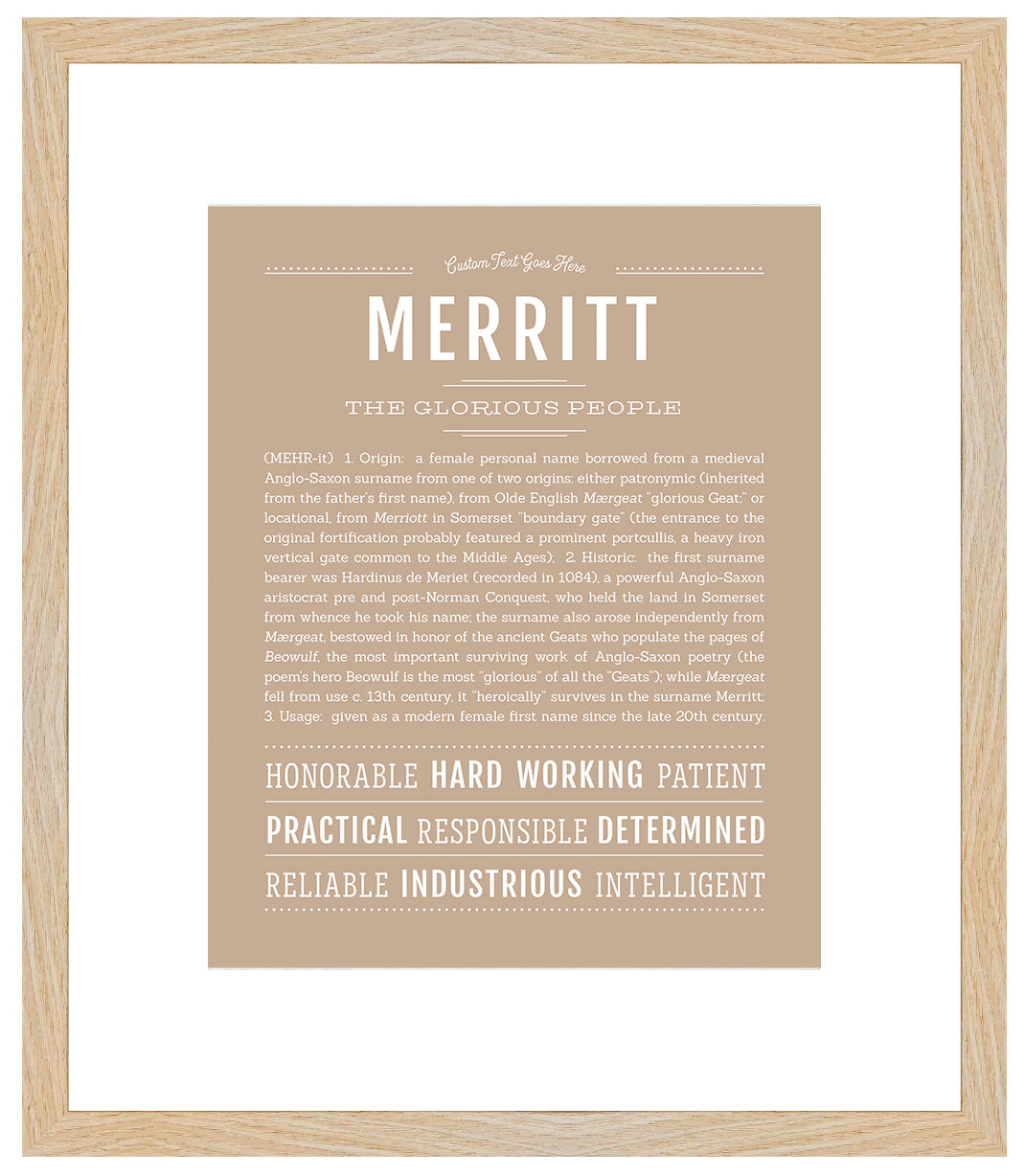 Merritt (female) | Name Art Print