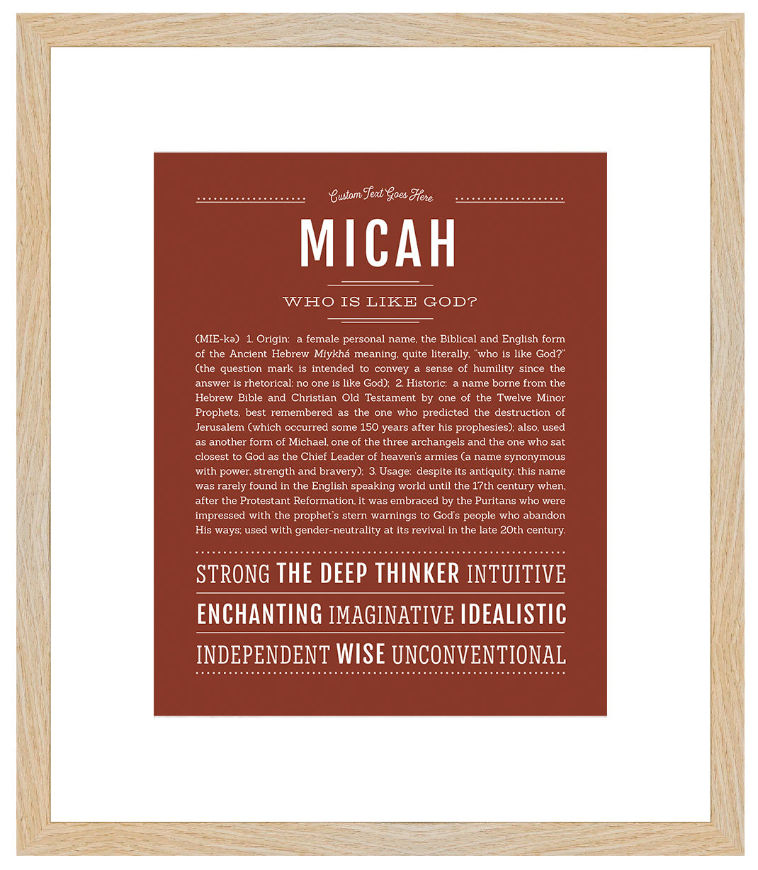 Micah (male) | Name Art Print