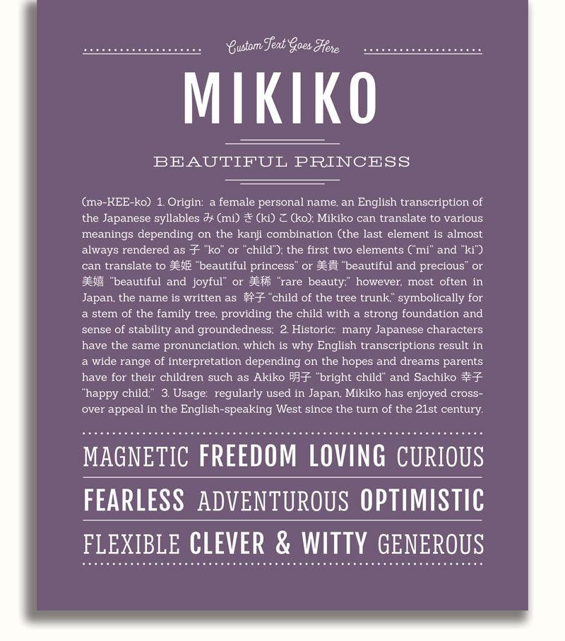 Mikiko Personalized Name Meaning Art Prints – Name Stories