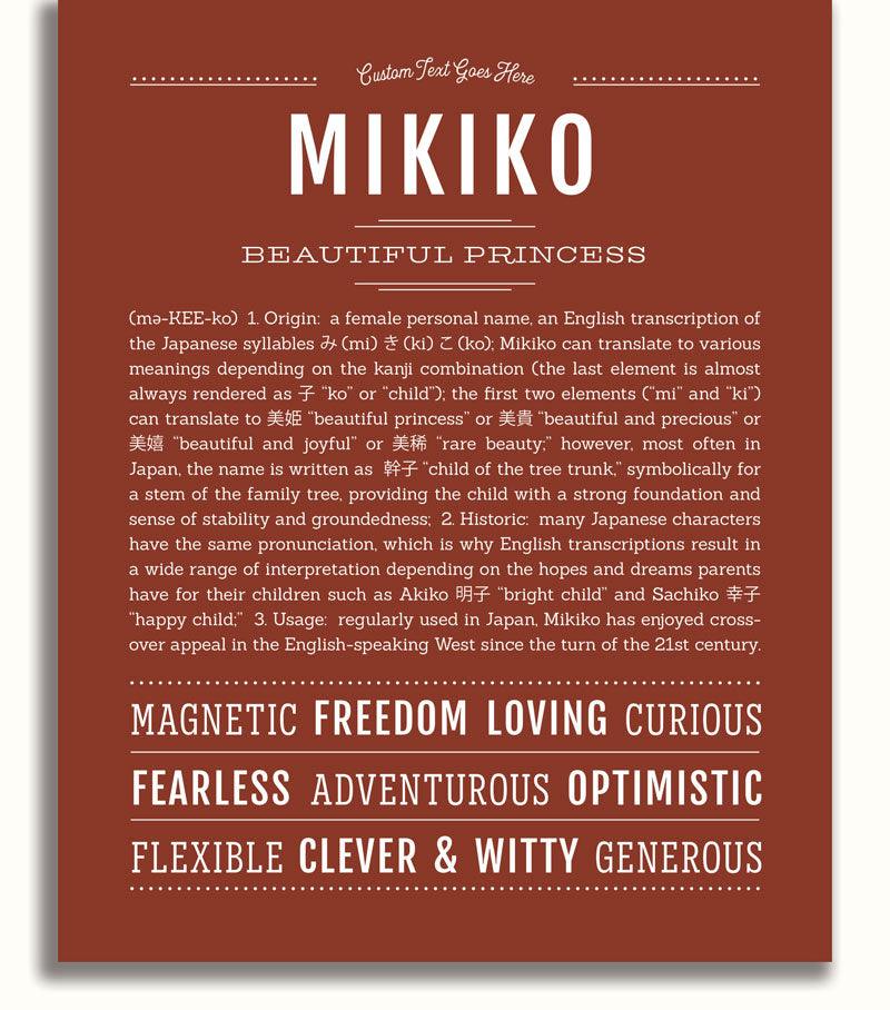 Mikiko Personalized Name Meaning Art Prints – Name Stories