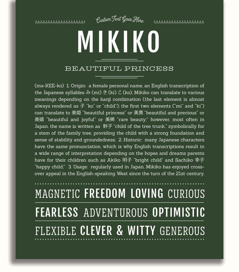 Mikiko Personalized Name Meaning Art Prints – Name Stories